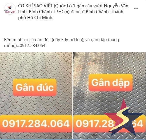 thép tấm gân đúc, thép tấm gân dập, Cơ khí Sao Việt, thép gân chống trượt, mua thép tấm gân