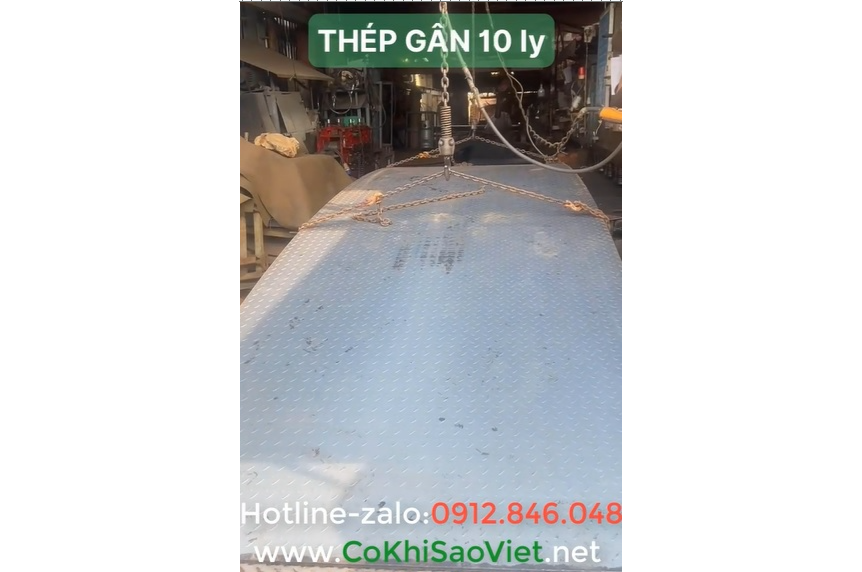 thép tấm chống trượt, gia công thép tấm chống trượt 10 ly, Công ty Cơ khí Sao Việt, Thép tấm chống trượt 10mm, xưởng Cơ khí Sao Việt, thép tấm, gia công thép tấm chống trượt