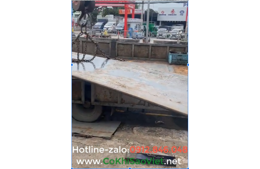 thép tấm lót đường, cắt thép tấm lót đường, Cơ khí Sao Việt, tấm thép cắt quy cách, thép tấm lót đường cho xe cuốc