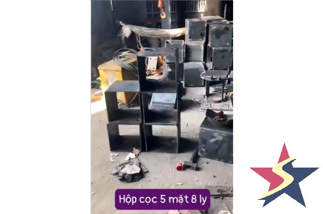 hộp cọc 5 mặt 8 ly, gia công hộp cọc thép, cơ khí hộp cọc, hộp cọc xây dựng, hàn hộp cọc dày 8mm